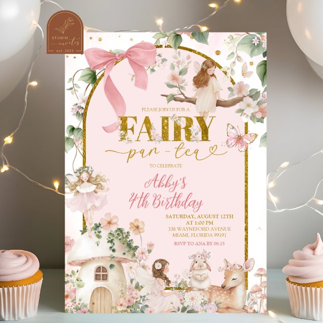 Convites Spring woodland tea party fairy birthday  (Criador carregado)