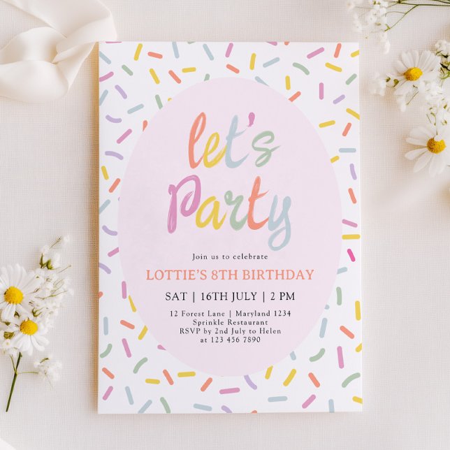 Convites Sprinkle Confetti Birthday Invitation (Criador carregado)