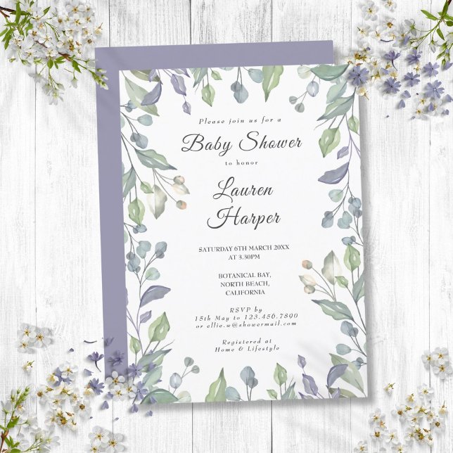 Convites Sprinkle de Chá de fraldas verde-floral (Country Floral Greenery Baby Shower Sprinkle Invitation)