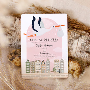 Convites Sprinkle de Entrega Especial do Chá de fraldas Sto