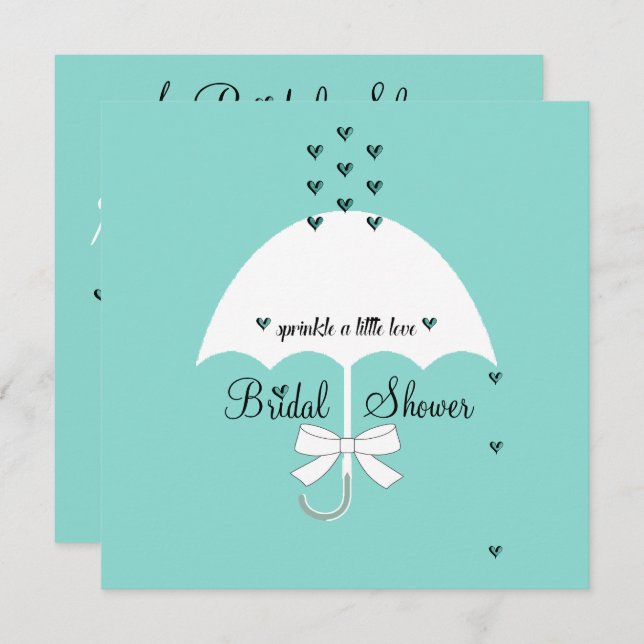 Convites Sprinkle Love Teal Blue Party Chá (Frente/Verso)