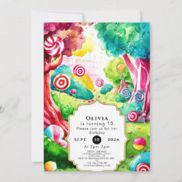 Convites Sprinkle Watercolor Candyland Birthday