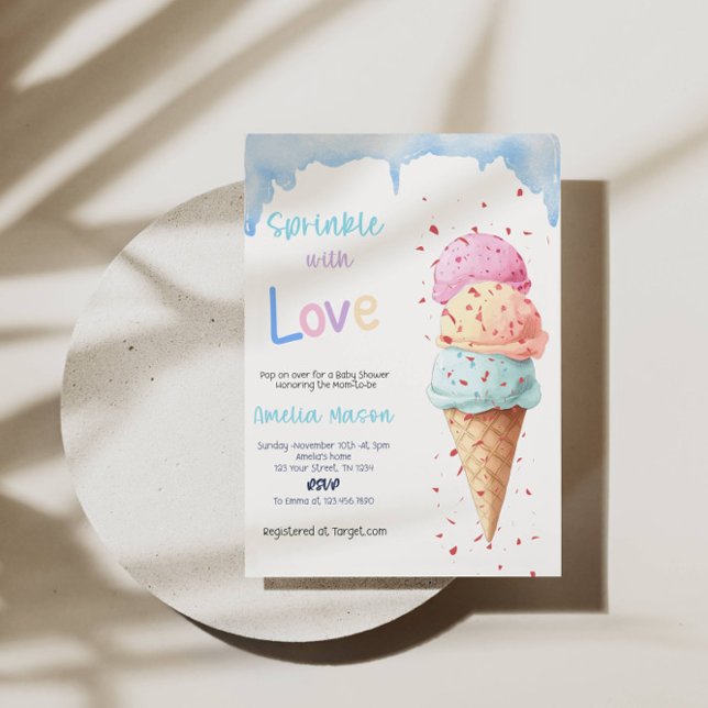 Convites Sprinkled with Love Ice Cream Baby Shower Party (Criador carregado)