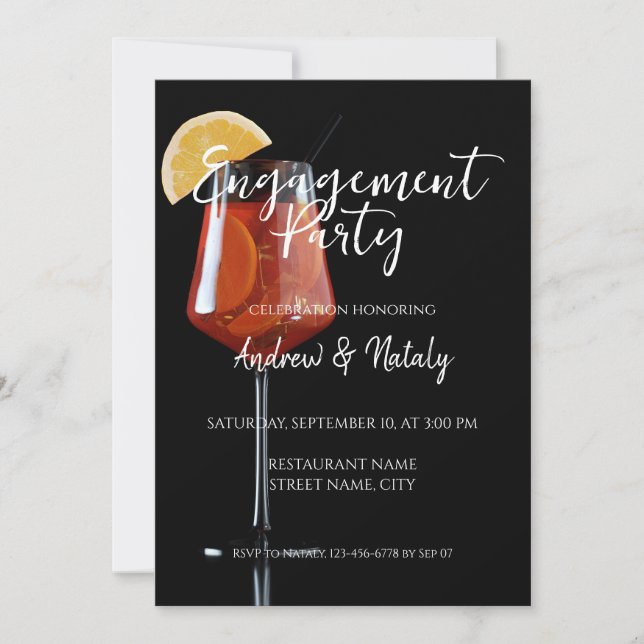 Convites Spritz coquetel em preto (Frente)