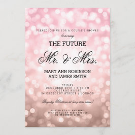 Convites Sr. Casal Chá Blush Pink Bokeh Lights