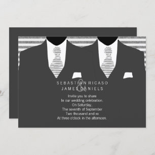 Convites Sr. e Sr. Cinza Suit e Tie Gay Wedding