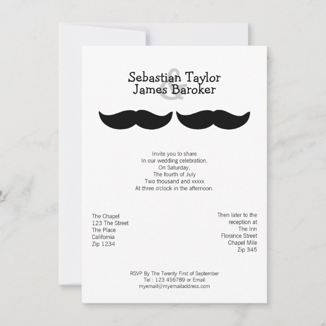 Convites Sr. e Sr. Mustache Wedding (Frente)