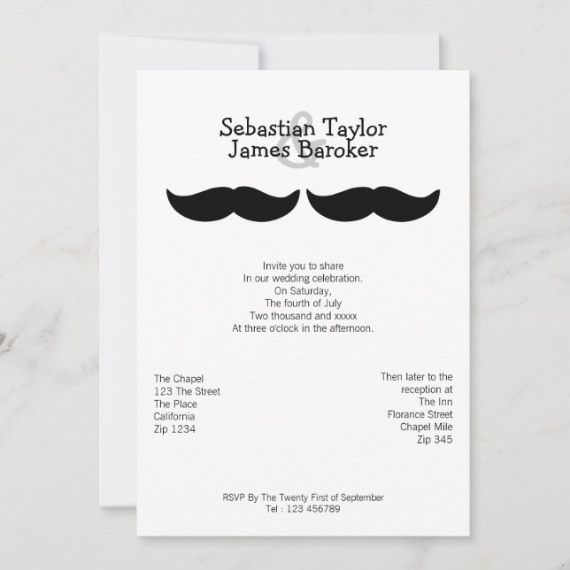 Convites Sr. e Sr. Mustache Wedding (Frente)