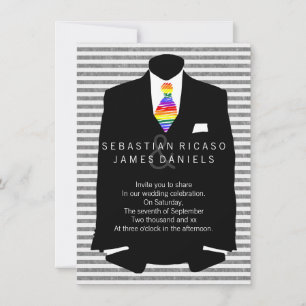 Convites Sr. e Sr. Suit e Rainbow Tie Gay Wedding