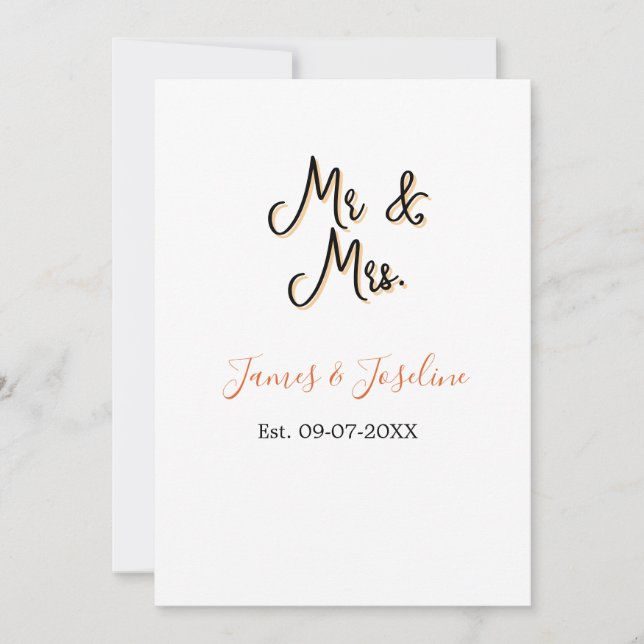 Convites Sr e Sra adicionar nome est. Data ano casamento ca (Frente)