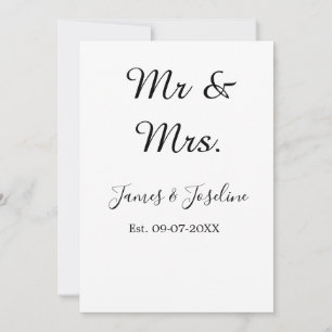 Convites Sr. e Sra. adicione o nome est. Casal de casamento