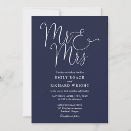 Convites Sr e Sra Elegante Rascunho Casamento Azul Marinho