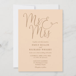 Convites Sr e Sra Elegante Rascunho Macio Casamento Pêssego