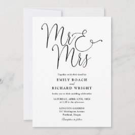 Convites Sr e Sra Elegante Roteiro Preto e Branco Casamento
