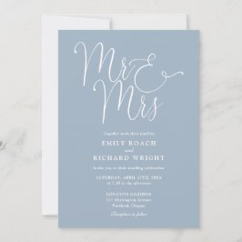 Convites Sr e Sra Moderno Código QR Dusty Blue Casamento