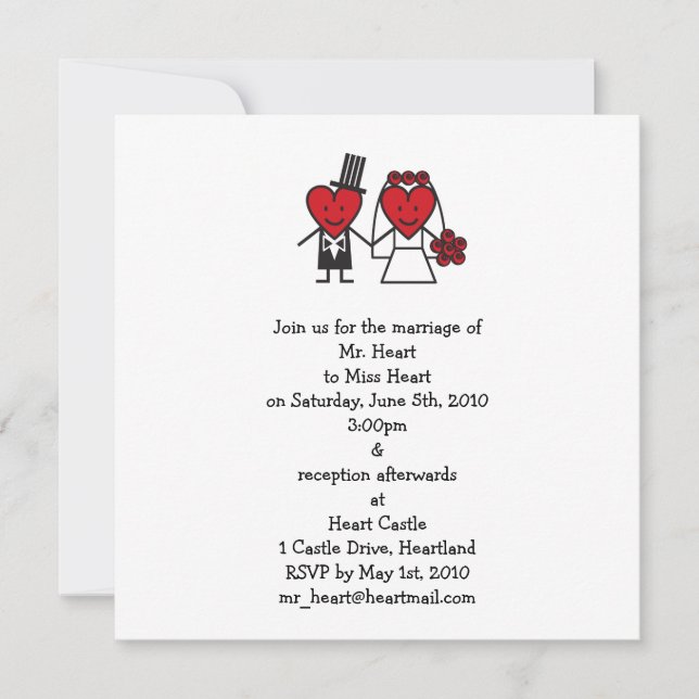 Convites Sr. Heart Wedding Invitation - quadrado (Frente)