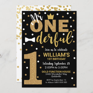 Convites Sr. Onetiful Invitation Black e Dourado