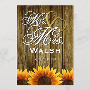 Convites Sr. & Sra. Western Sunflower Wedding Invitations.