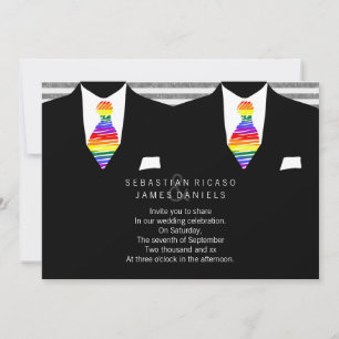 Convites Sr. Suit e Rainbow Tie Gay Wedding