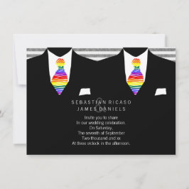 Convites Sr. Suit e Rainbow Tie Gay Wedding