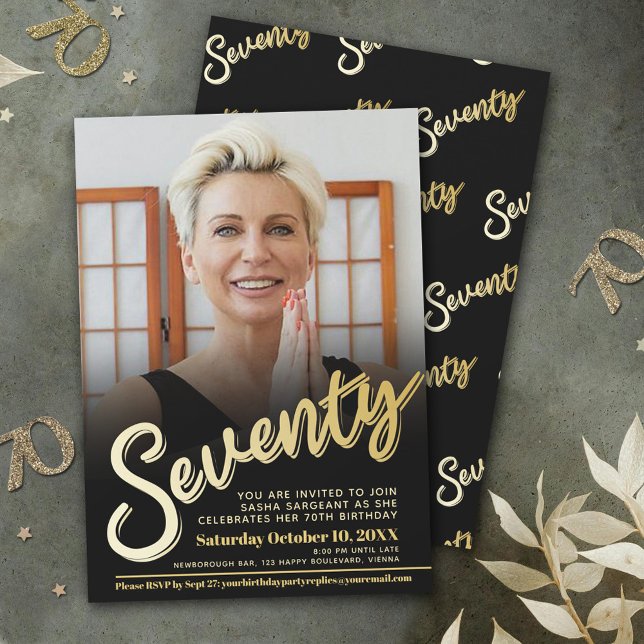 Convites Ssetenta 70, roteiros de fotos de aniversário, cor (Criador carregado)