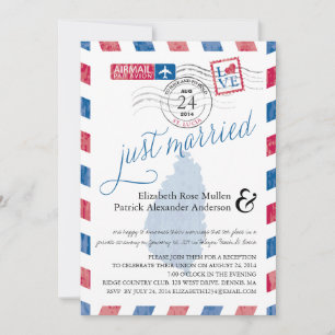 Convites St. Lucia Recém-Casados Correio Aéreo Recepção