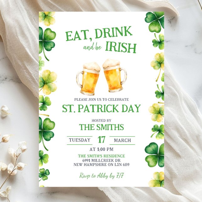 Convites St Patrick Eat, Drink, and be Irish Party (Criador carregado)