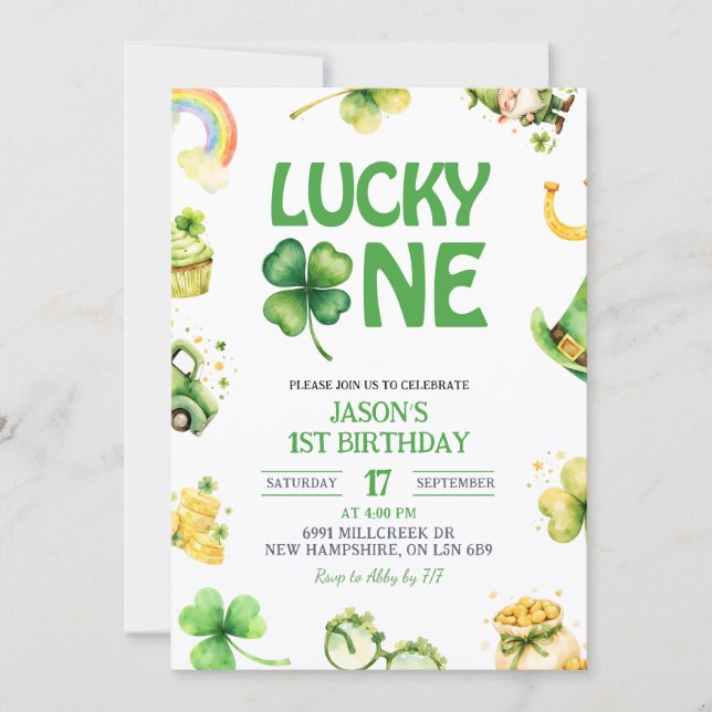 Convites St Patrick Lucky One First Birthday Invitation (Frente)