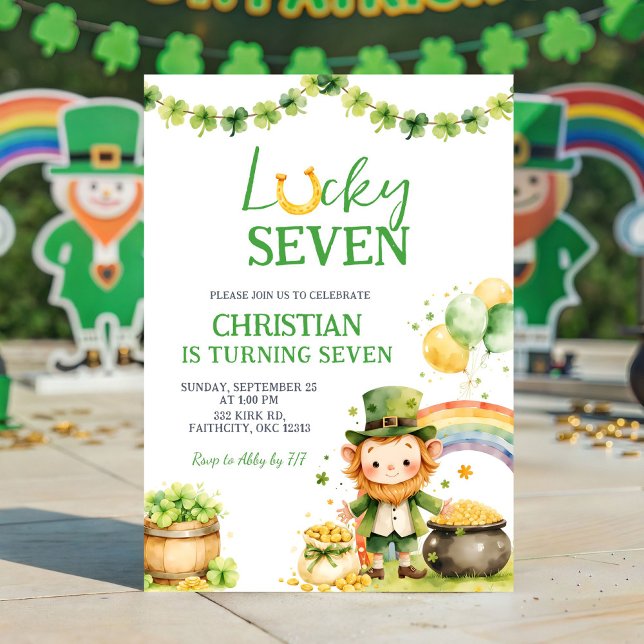 Convites St Patrick Lucky Seven Birthday Invitation (Criador carregado)