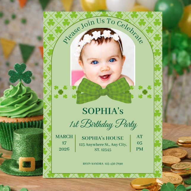 Convites St. Patrick’s Day 1st Birthday (St. Patrick’s Day 1st Birthday Invitation)