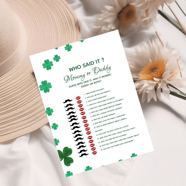 Convites ST Patrick who said it Baby shower game Card (Criador carregado)
