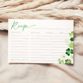 Convites St. Patricks Day Bridal Shower Green Recipe Card