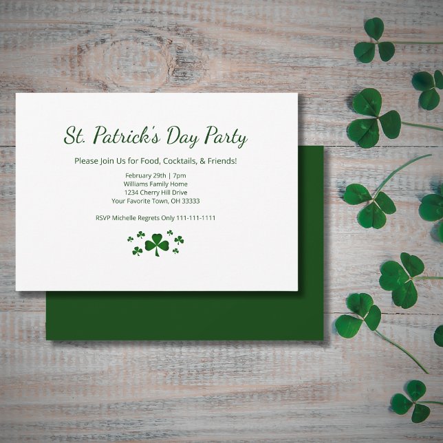 Convites St. Patrick's Day Party Lucky Green Shamrocks (Criador carregado)