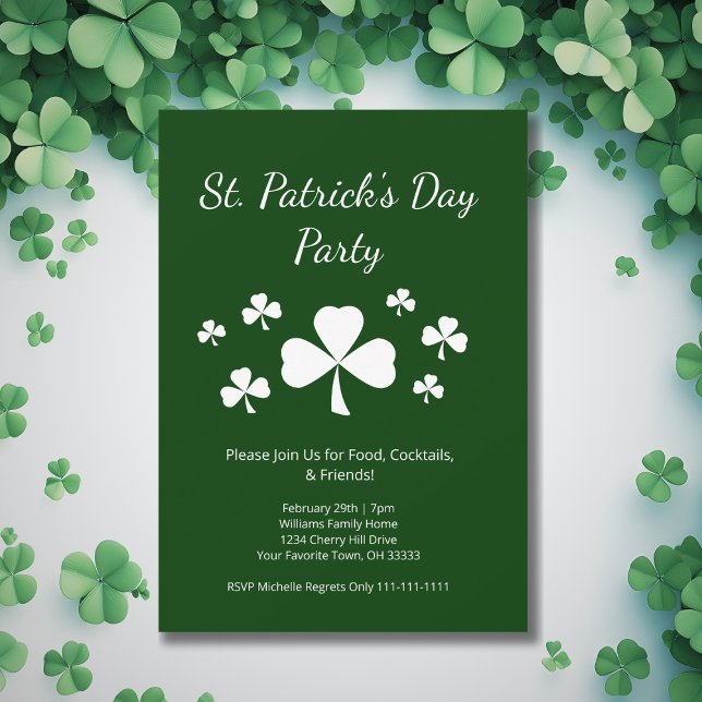 Convites St. Patrick's Day Party Shamrocks Irish Green (Criador carregado)
