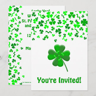 Convites St Patrick's Day Shamrocks Personalized Flat