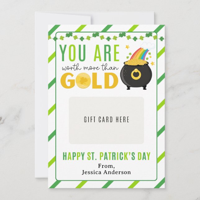 Convites St. Patrick's Day Teacher Appreciation Gift Card (Frente)