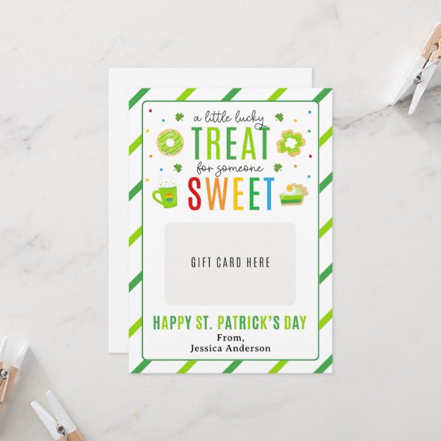 Convites St. Patrick's Day Teacher Appreciation Gift Card (Frente/Verso In Situ)