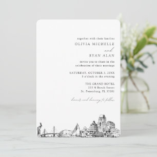 Convites St. Petersburg Wedding Elegant Skyline Invitation