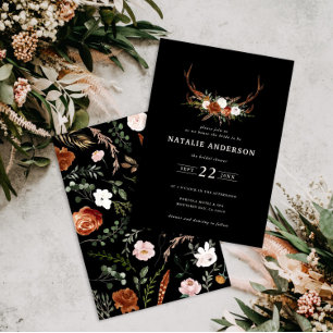 Convites Stag rust terracotta chá de panela rústico floral