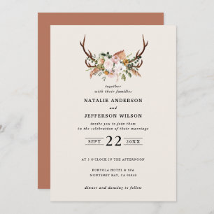 Convites Stag rust terracotta floral rústica elegante moder