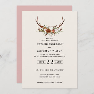 Convites Stag rust terracotta floral rústica elegante moder