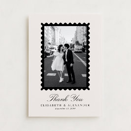 Convites Stamp Style Modern Ivory One Photo Thank You Card