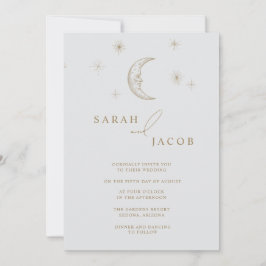 Convites Star and Moon Celestial Photo Wedding Invitation