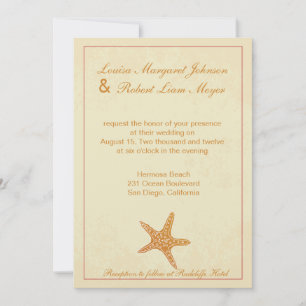 Convites Star Fish - Beige Wedding