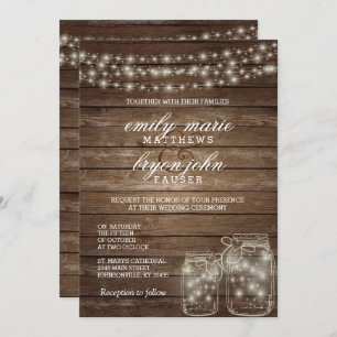 Convites Star Light Mason Jar sobre Casamento Russo de Made