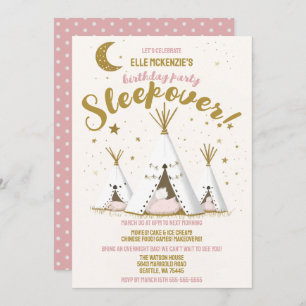 Convites Star Night Boho Chic Teepee Sleepover Party