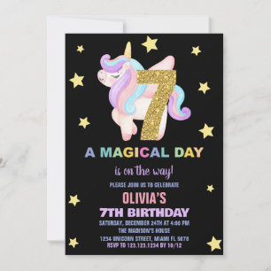 Convites Star Rainbow Unicorn Aniversário Voa