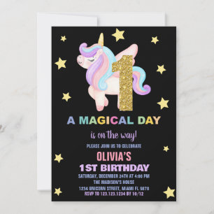 Convites Star Rainbow Unicorn Aniversário Voa