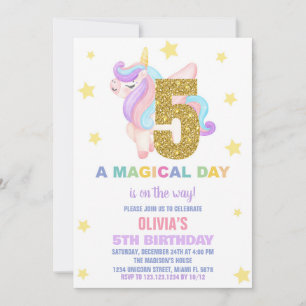 Convites Star Rainbow Unicorn Aniversário Voa