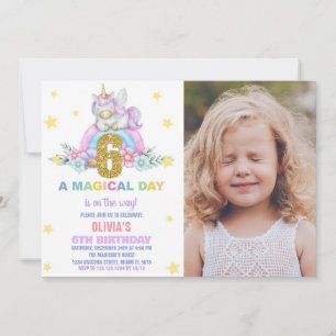Convites Star Rainbow Unicorn Birthday Invtions w foto